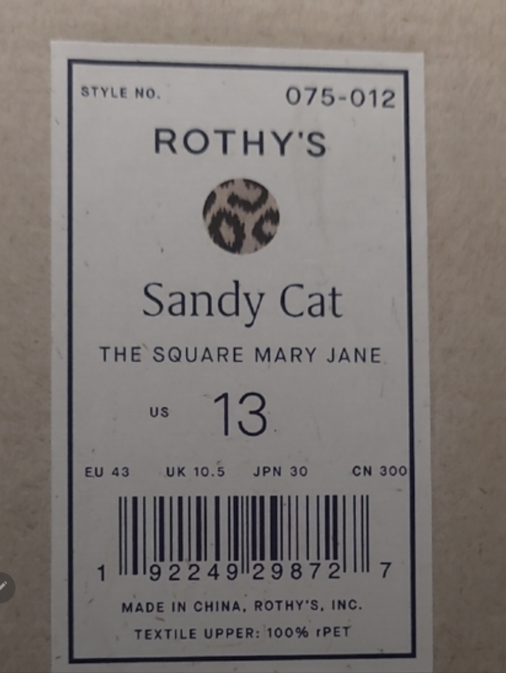 Rothys Sandy Cat Square Mary Jane In Women Size 13 NEW IN BOX - Picture 2 of 7